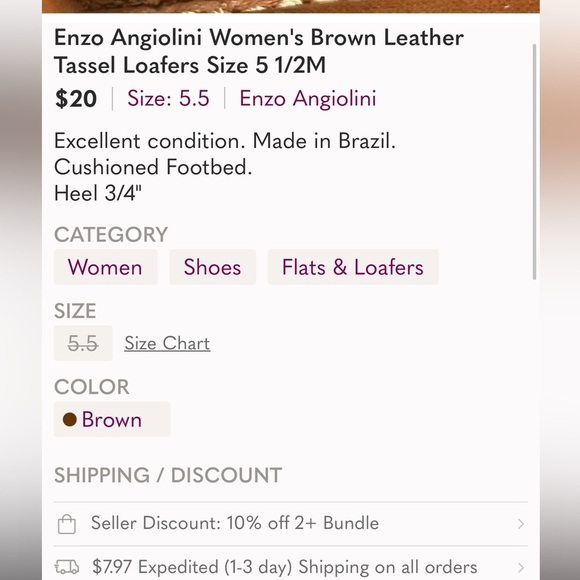 Women’s Brown Leather Tassel Loafers size 51/2 - Picture 3 of 9